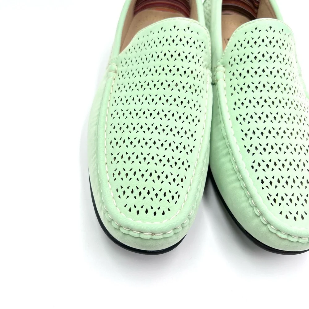 Stacy Adams Mens Size 7 Green Cicero Perf Moc Toe Slip On Driving Loafers‎ Shoes